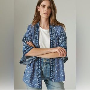Lucky Brand Indigo Floral Kimono, One size